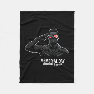 Memorial Day USA Flag Remember Honour Premium Fleece Blanket
