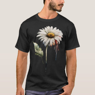 Memorial Day Veteran Wife Daisy American USA Flag T-Shirt