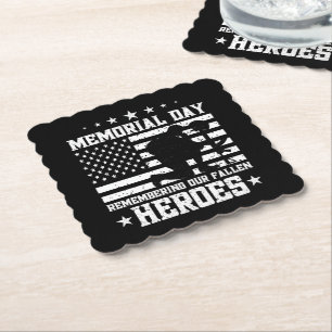 Memorial Day Vintage Design Veterans Day USA Flag Paper Coaster