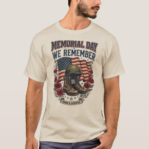 Memorial Day We Remember Vintage Military Boots He T-Shirt