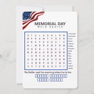 Memorial Day Word Search Puzzle Invitation