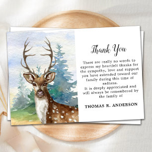 Memorial Deer Woodland Sympathy Funeral Thank You Card
