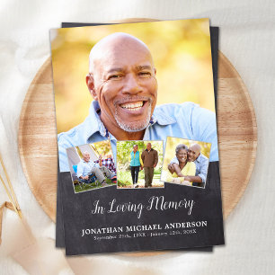 Memorial Elegant 4 Photo Collage Sympathy Funeral  Thank You Card