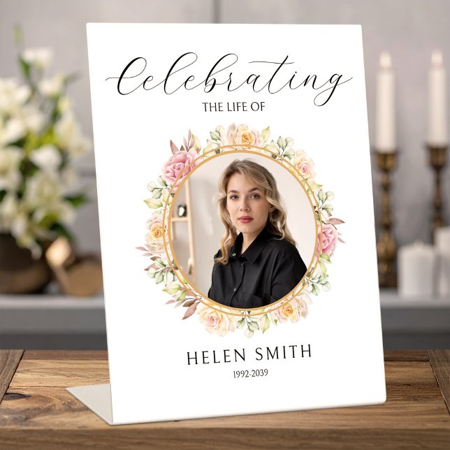 Memorial Elegant Floral Wreath for Daughter Pedestal Sign (Memorial Elegant Floral Wreath for Daughter Pedestal Sign, Loss of Daughter)