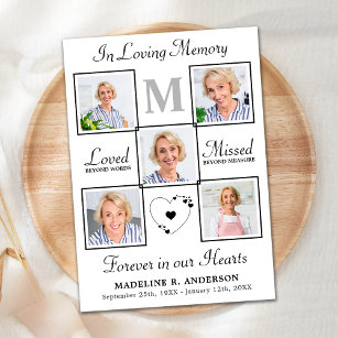 Memorial Elegant Photo Collage Funeral Sympathy Thank You Card