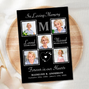 Memorial Elegant Photo Collage Sympathy Funeral Thank You Card