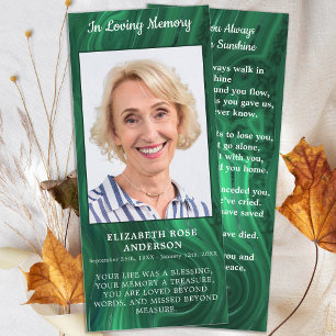 Memorial Emerald Green Funeral Prayer Card Photo