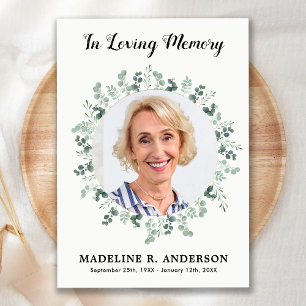 Memorial Eucalyptus Photo Sympathy Funeral Thank You Card