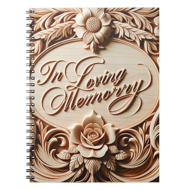 Memorial Faux Wood Funeral Guest / Photos Notebook (Front)