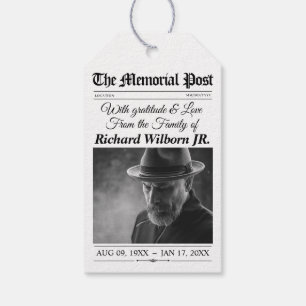 Memorial Favour Tags Funeral Newspaper Gift Tags