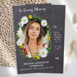 Memorial Floral Daisy Photo Sympathy Thank You Card