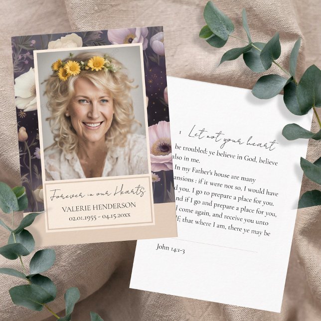 Memorial Floral Photo Funeral Keepsake Business Card (Creator Uploaded)