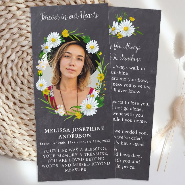 Memorial Floral Photo Funeral Prayer Bookmark Card (Creator Uploaded)