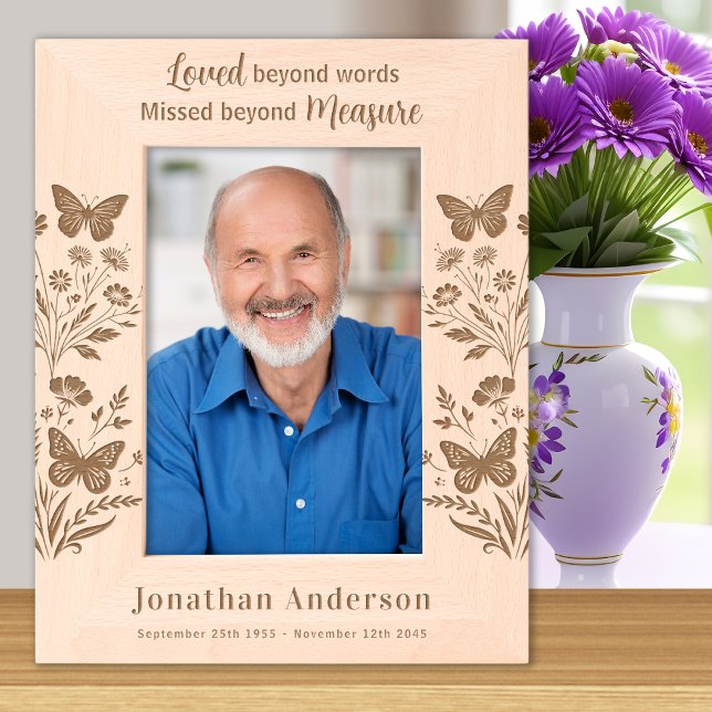 Memorial Floral Remembrance Personalise Wood Photo Etched Frames (Creator Uploaded)