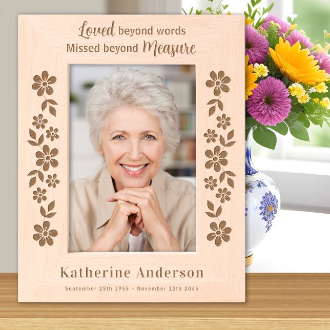 Memorial Floral Sympathy Personalised Wood Photo  Etched Frames (Creator Uploaded)