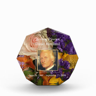 Memorial Flower Design Acrylic Photo Block HAMbWG