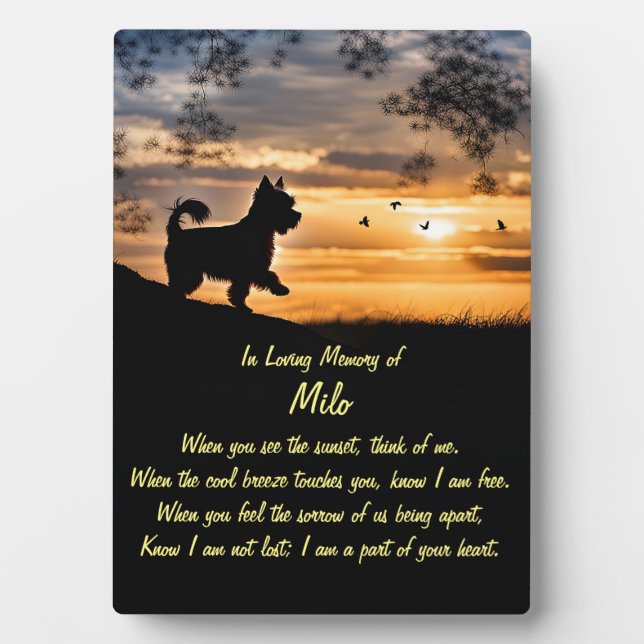 Memorial for Yorkshire Terrier Custom Name Plaque (Front)