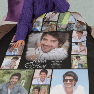 Memorial FOREVER IN MY HEART 15 Photo Collage Fleece Blanket