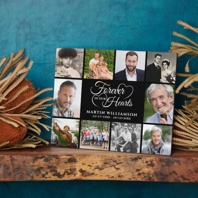 Memorial FOREVER IN OUR HEARTS 10 Photo Keepsake Plaque (Side)