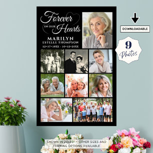 Memorial FOREVER IN OUR HEARTS 9 Photo Collage Poster
