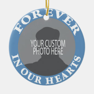 Memorial Forever in our Hearts custom photo Ceramic Tree Decoration