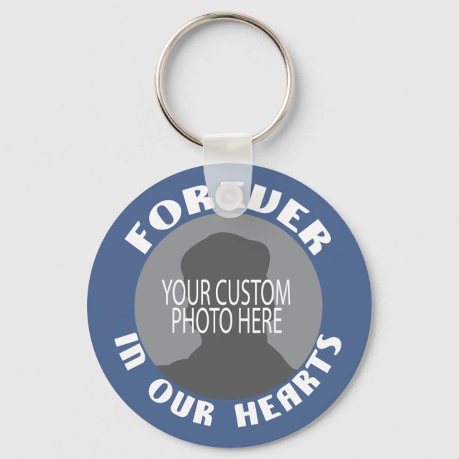 Memorial Forever in our Hearts custom photo Key Ring (Front)