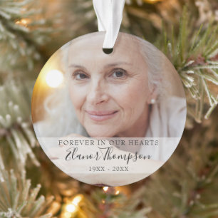 Memorial Forever In Our Hearts Photo Christmas Ornament