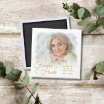 Memorial FOREVER IN OUR HEARTS Photo Gold Magnet<br><div class="desc">Create a memorial photo remembrance tribute keepsake magnet with one photo of a loved one personalised with their name and dates and the title FOREVER IN OUR HEARTS in an elegant calligraphy script typography design in gold and white. Ideal for memorial service or Celebration of Life event gifts. ASSISTANCE: For...</div>