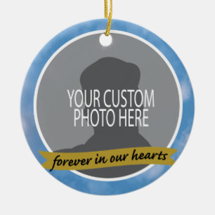Memorial Forever with sky border custom photo Ceramic Tree Decoration