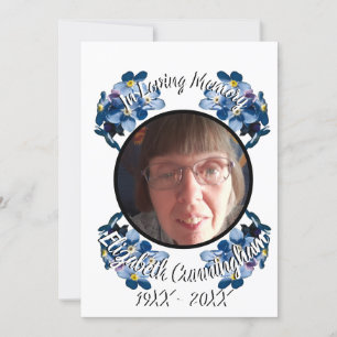 Memorial Forget Me Not Blue Floral Photo Program Announcement