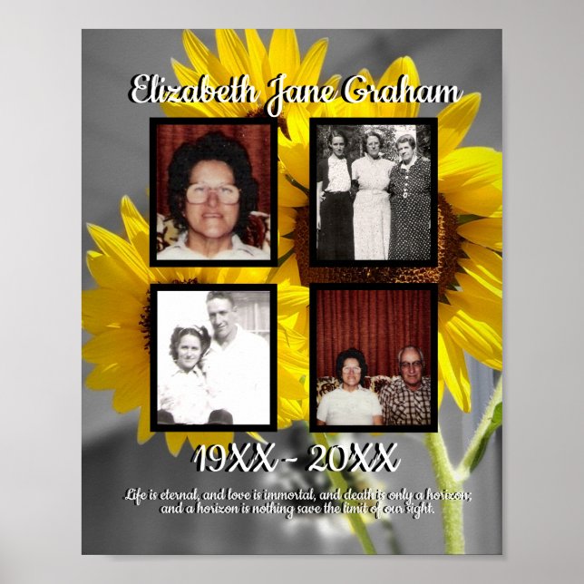 Memorial Four Photo Sunflower Background  Poster (Front)