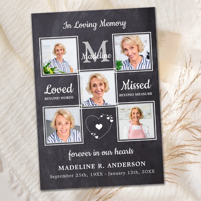 Memorial Funeral 5 Photo Collage Sympathy  Thank You Card (Creator Uploaded)