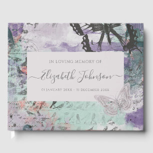 Memorial Funeral Abstract Creative Butterfly Guest Book