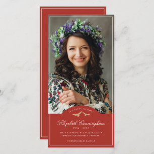 Memorial Funeral Birds Classic Monogram Photo Thank You Card