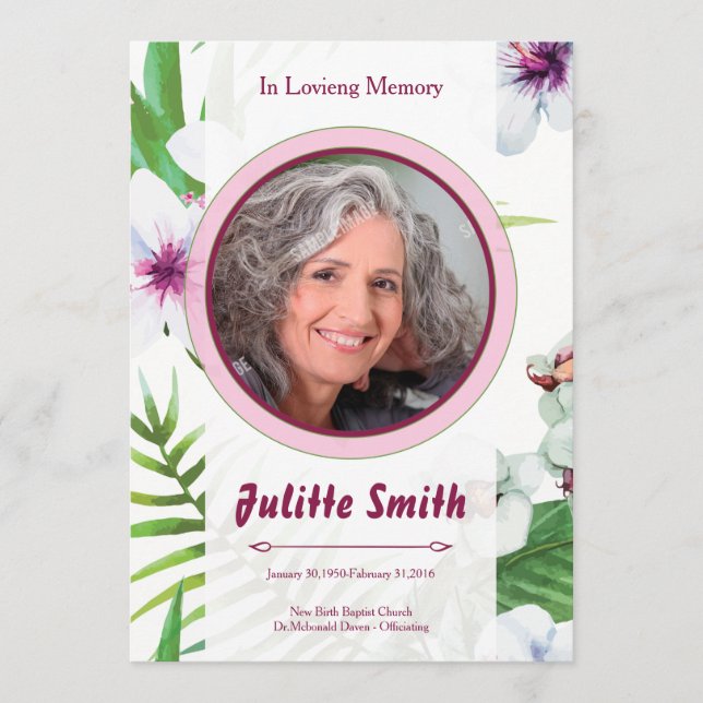 Memorial Funeral Card (Front)