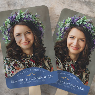 Memorial Funeral Classic Birds Photo Remembrance Hand Fan