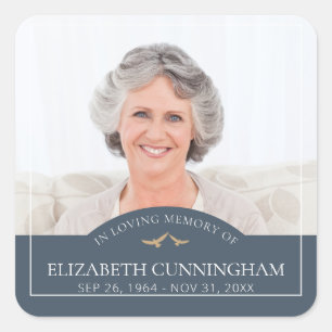 Memorial Funeral Classic Birds Photo Square Sticker
