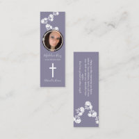 Memorial Funeral Cross Photo Floral Motif Bookmark
