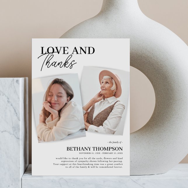 Memorial Funeral Elegant Photo Thank You Card (Creator Uploaded)