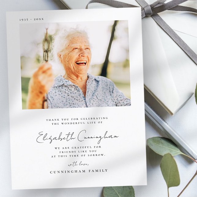 Memorial Funeral Elegant Simple Modern Chic Photo Postcard (Creator Uploaded)