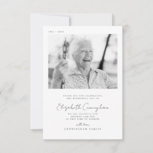 Memorial Funeral Elegant Simple Modern Chic Photo Thank You Card