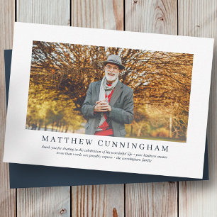 Memorial Funeral For Him Elegant Modern Photo Thank You Card