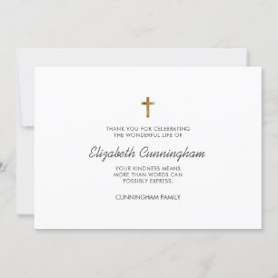 Memorial Funeral Modern and Simple Cross Thank You Card