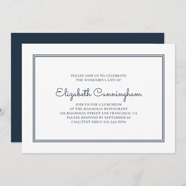 Memorial Funeral Modern and Simple Elegant Invitation (Front/Back)