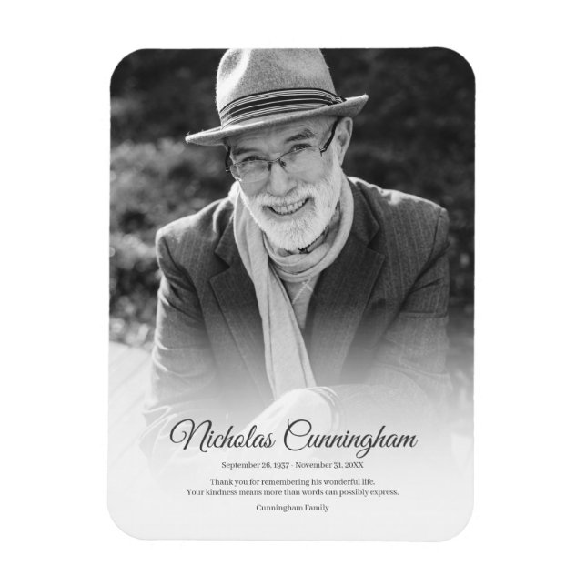 Memorial Funeral Modern Classic Simple Photo Magnet (Vertical)