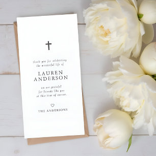 Memorial Funeral Modern Simple Chic Cross Thank You Card