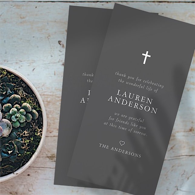 Memorial Funeral Modern Simple Chic Cross Thank You Card (Creator Uploaded)