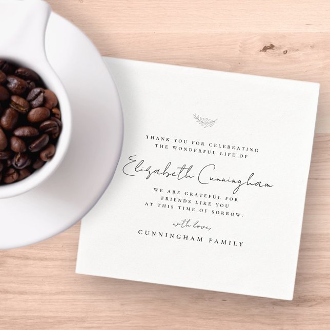 Memorial Funeral Modern Simple Elegant Chic Napkin (Creator Uploaded)