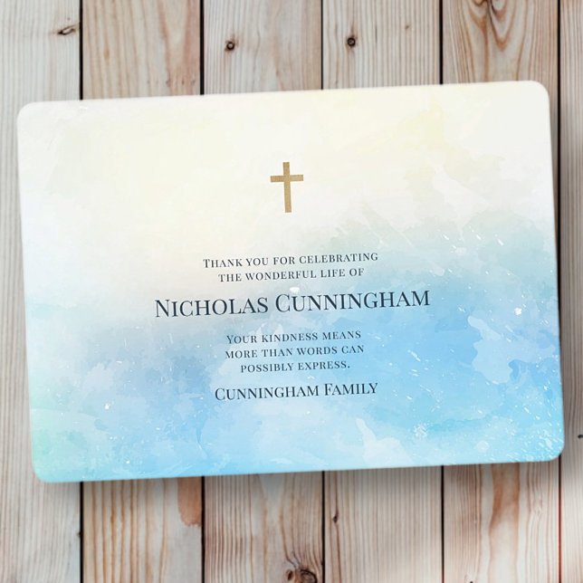 Memorial Funeral Modern Simple Watercolor Thank You Card (Creator Uploaded)