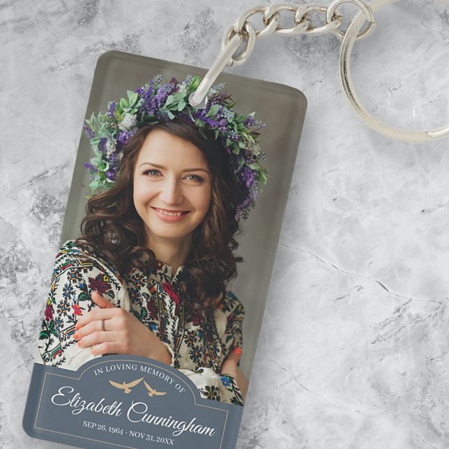 Memorial Funeral Monogram Classic Photo Keepsake Key Ring (Creator Uploaded)